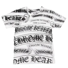 Camiseta estampada Chrome Hearts Comme Des Garçons, blanca y negra