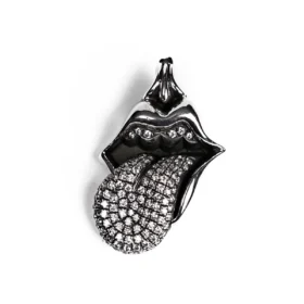 Colgante de lengua y labios de los Rolling Stones con diamante