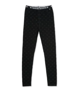 Leggings de algodón negros de Chrome Hearts con estampado multilogo gris