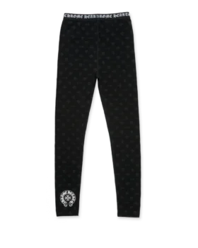 Leggings de algodón negros de Chrome Hearts con estampado multilogo gris