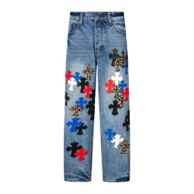 Pantalones de cuero con cruz de leopardo de Firmranch
