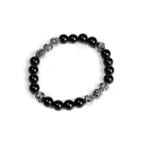 Pulseras de cuentas de ónix de 8 mm (8 cuentas de plata)