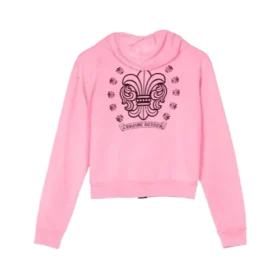 Sudadera con capucha rosa con cremallera para mujer de Chrome Hearts Sudadera con capucha rosa con cremallera para mujer de Chrome Hearts