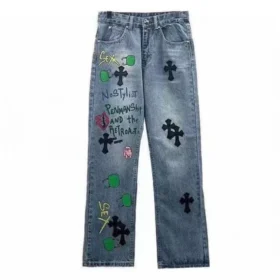 Vaqueros Chrome Hearts Graffiti Red Lips