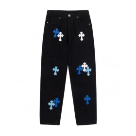 Vaqueros con Cross Patch de cruz azul y blanco de Chrome Hearts Vaqueros con Cross Patch de cruz azul y blanco de Chrome Hearts