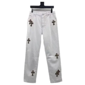 Vaqueros de Chrome Hearts en blanco y leopardo