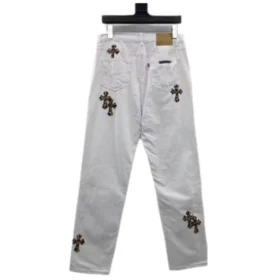 Vaqueros de Chrome Hearts en blanco y leopardo