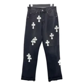 Vaqueros de cuero con costuras en forma de cruz de Chrome Hearts