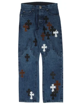 Vaqueros Fleur Knee Cross Patch de Chrome Hearts