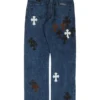 Vaqueros Fleur Knee Cross Patch de Chrome Hearts Vaqueros Fleur Knee Cross Patch de Chrome Hearts